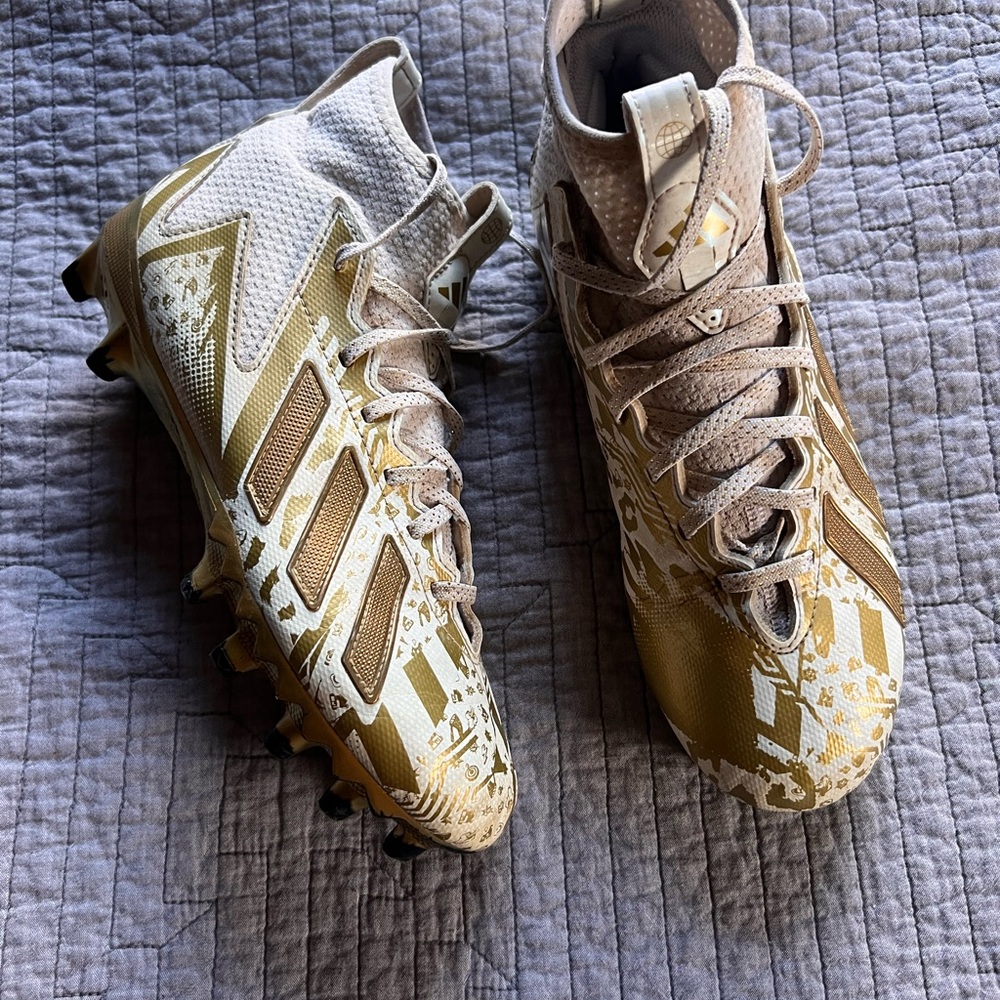 Gold and White Football Cleats Adidas